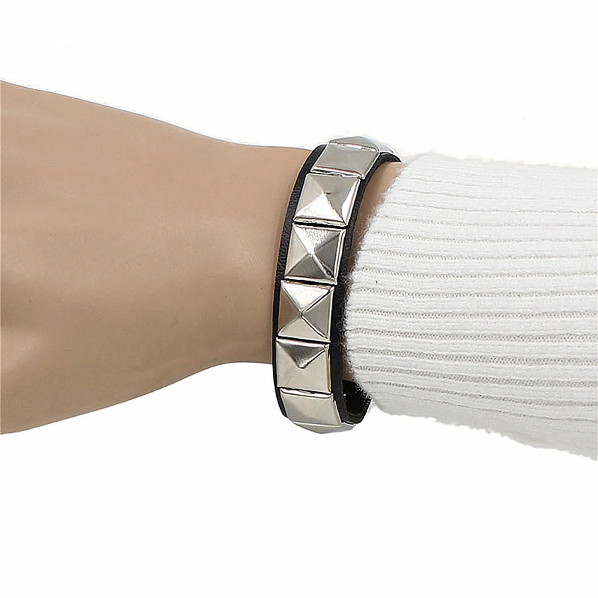 Punk Square Pu Leather Metal Unisex Bangle