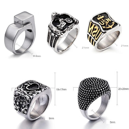 Punk Star Skull Titanium Steel Plating Men'S Rings