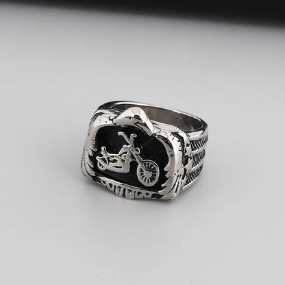 Punk Star Skull Titanium Steel Plating Men'S Rings