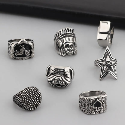 Punk Star Skull Titanium Steel Plating Men'S Rings