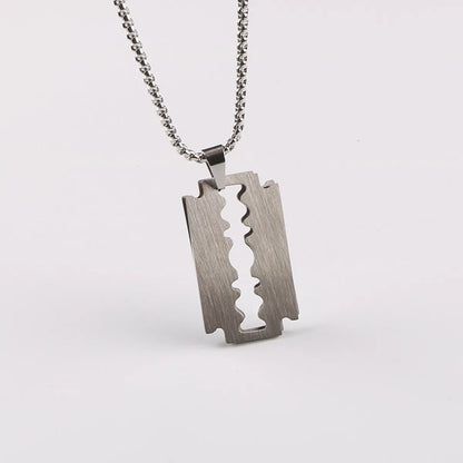 Punk Streetwear Blade Titanium Steel Polishing Men'S Pendant Necklace