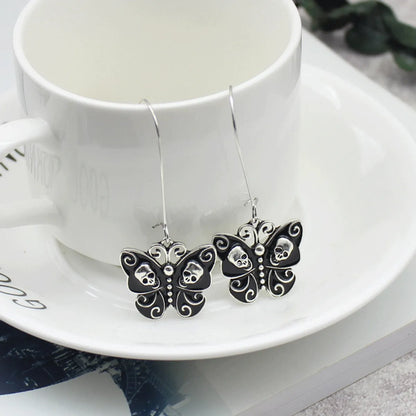 Punk Streetwear Butterfly Skull Alloy Women'S Drop Earrings