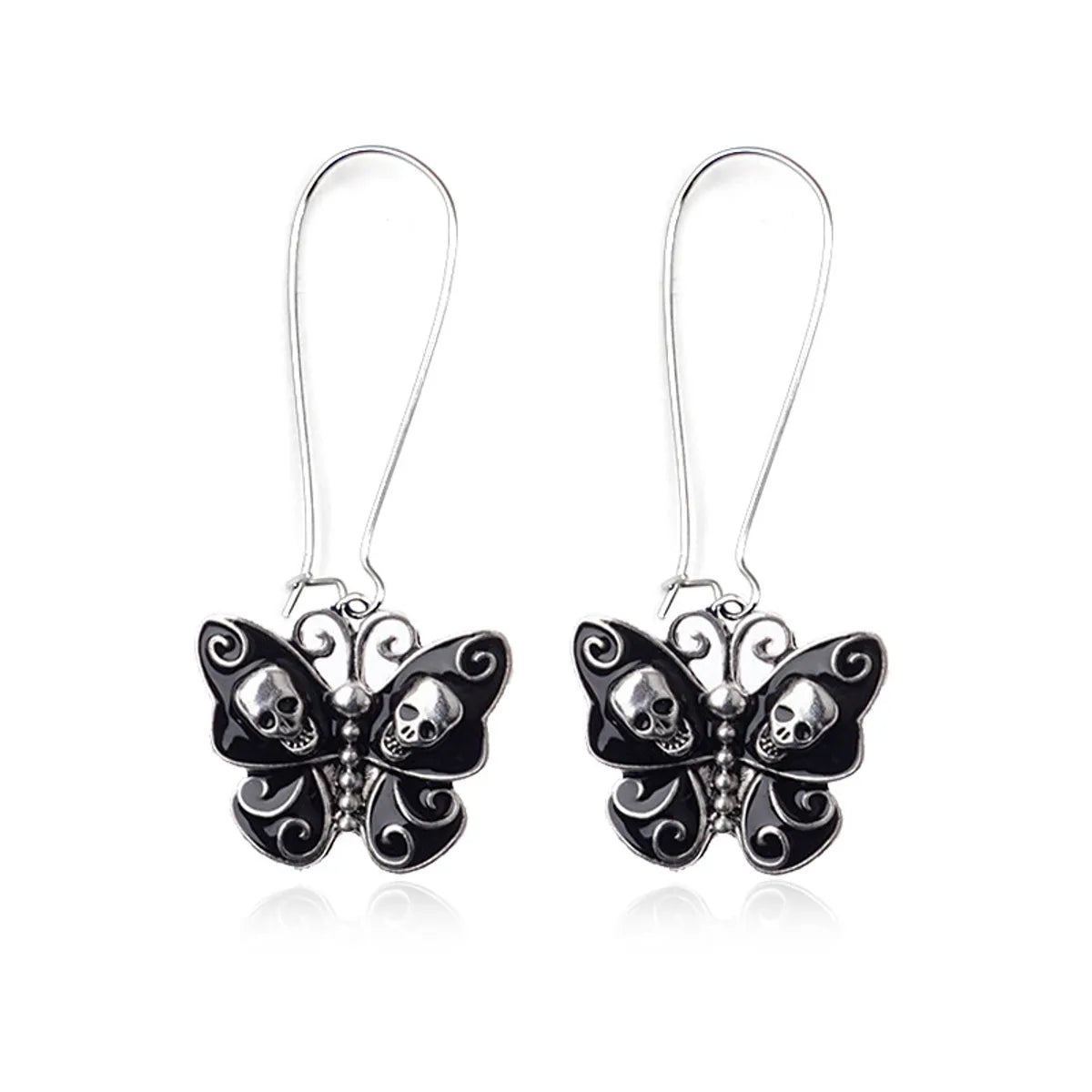 Punk Streetwear Butterfly Skull Alloy Women'S Drop Earrings