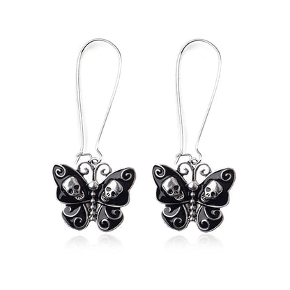 Punk Streetwear Butterfly Skull Alloy Women'S Drop Earrings