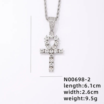 Punk Streetwear Cross 304 Stainless Steel Copper Plating Inlay Rhinestones Unisex Pendant Necklace