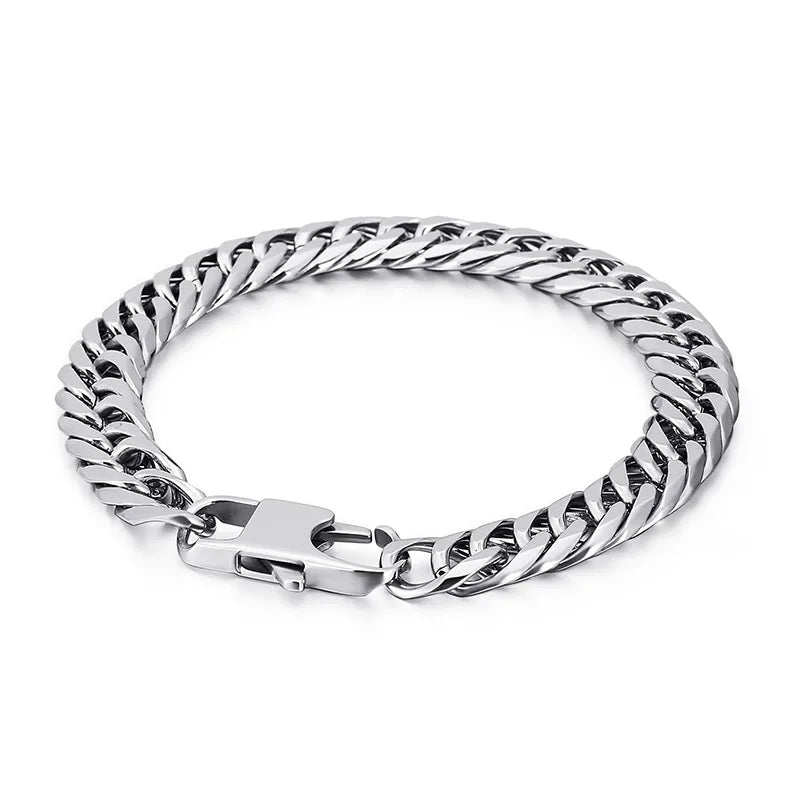 Punk Streetwear Geometric Solid Color Titanium Steel Men'S Bracelets