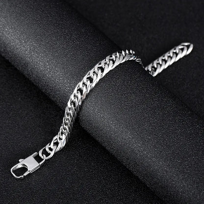 Punk Streetwear Geometric Solid Color Titanium Steel Men'S Bracelets