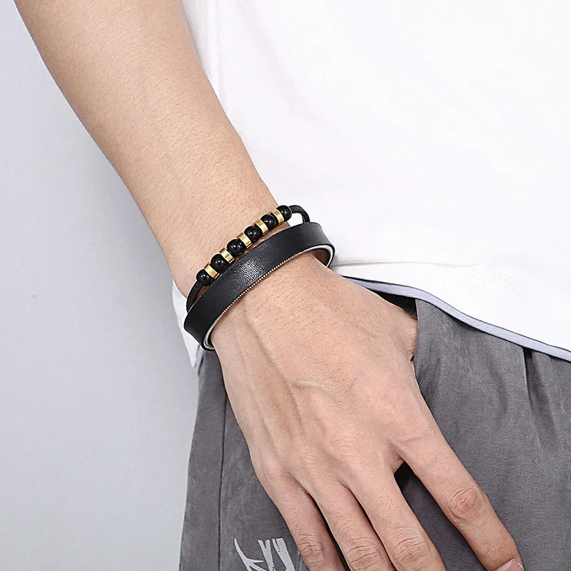 Punk Streetwear Geometric Titanium Steel Men'S Bangle