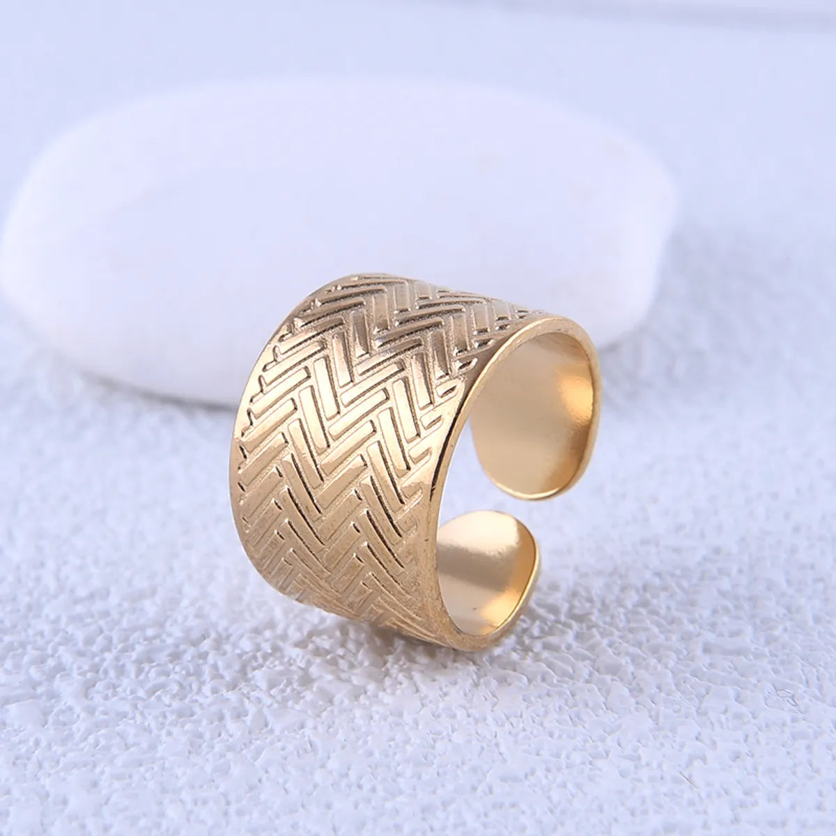 Punk Stripe Solid Color Titanium Steel Plating Open Ring