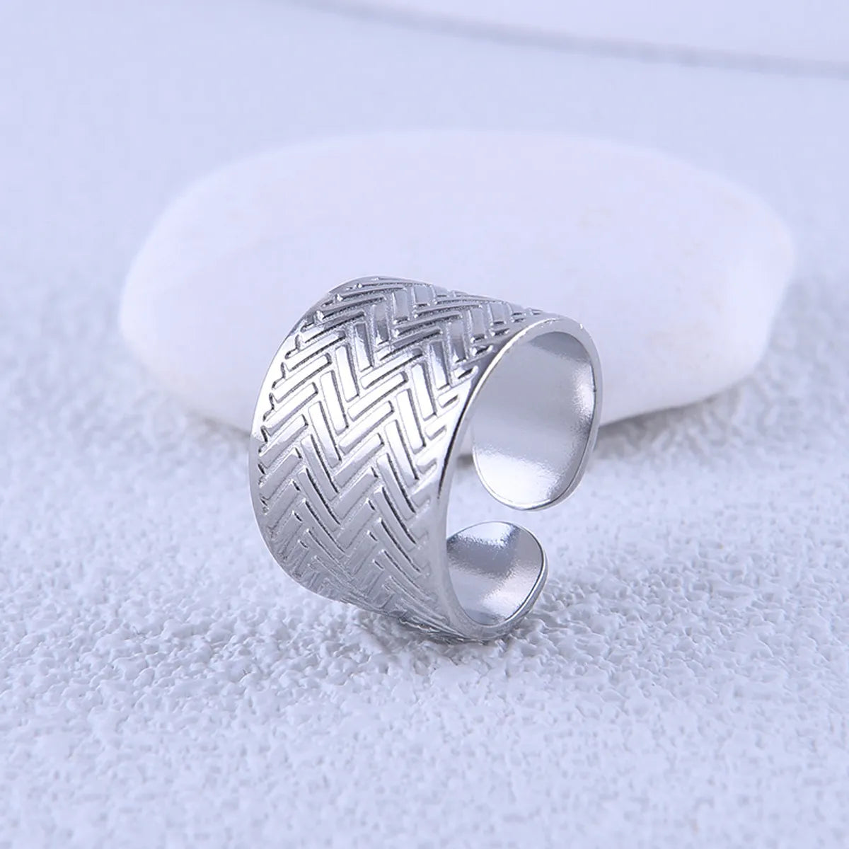 Punk Stripe Solid Color Titanium Steel Plating Open Ring