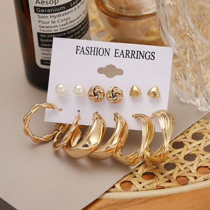 Fashion Geometric Plating Alloy Artificial Gemstones Earrings