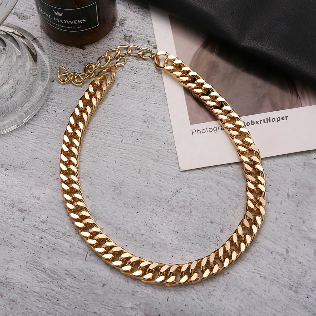 Punk Style Thick Chain Gold-Plated Alloy Necklace Wholesale Nihaojewelry