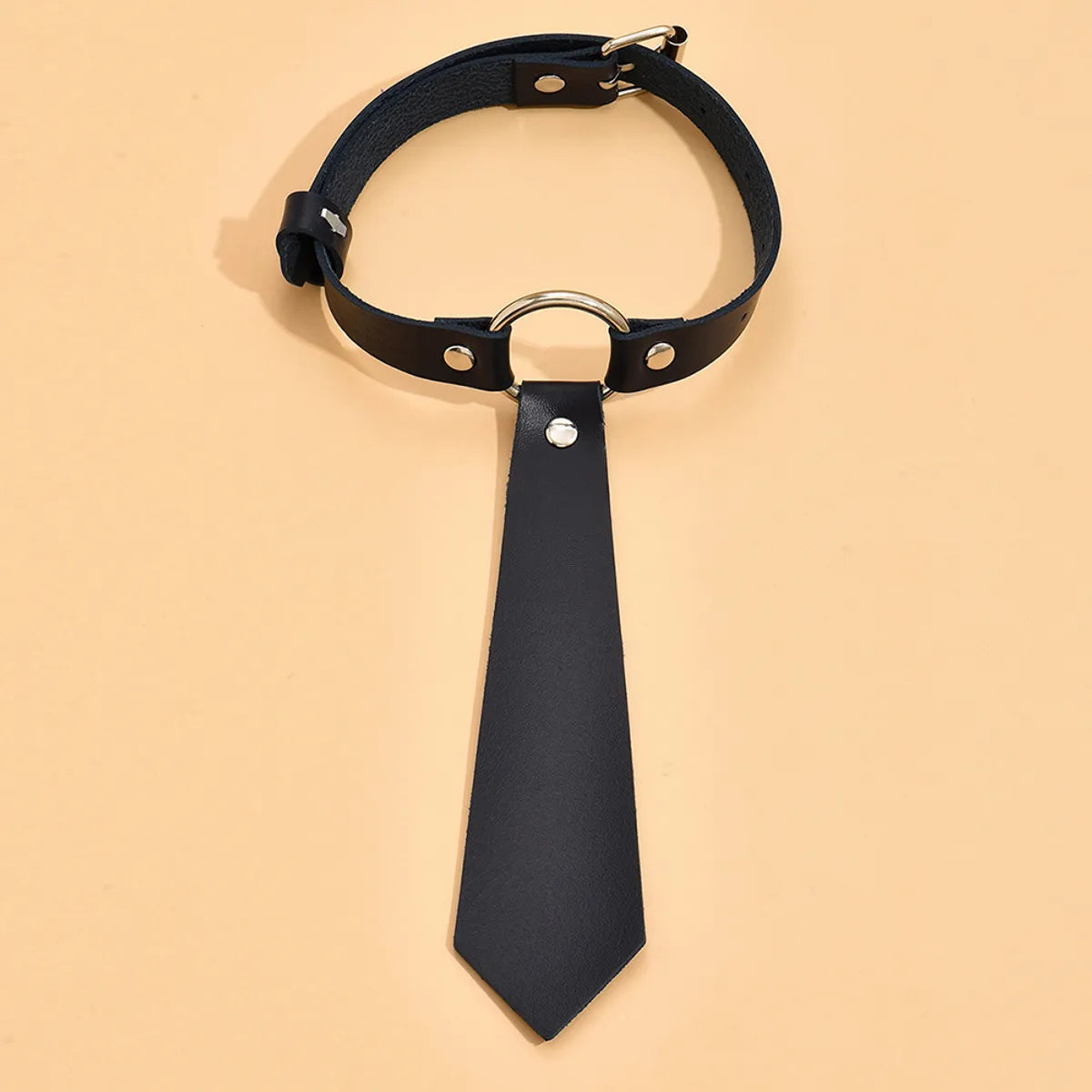 Punk Tie Back Pu Leather Metal Women'S Choker