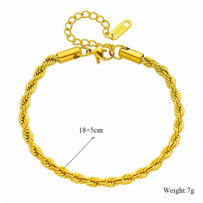 Punk Twist 304 Stainless Steel 18K Gold Plated Bracelets In Bulk