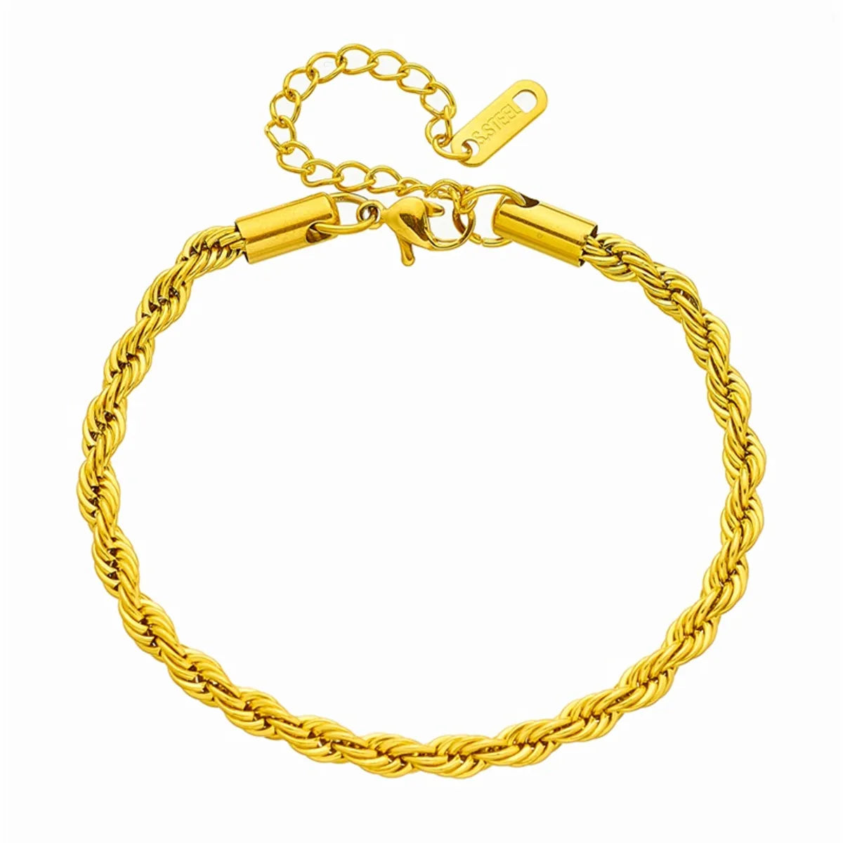 Punk Twist 304 Stainless Steel 18K Gold Plated Bracelets In Bulk