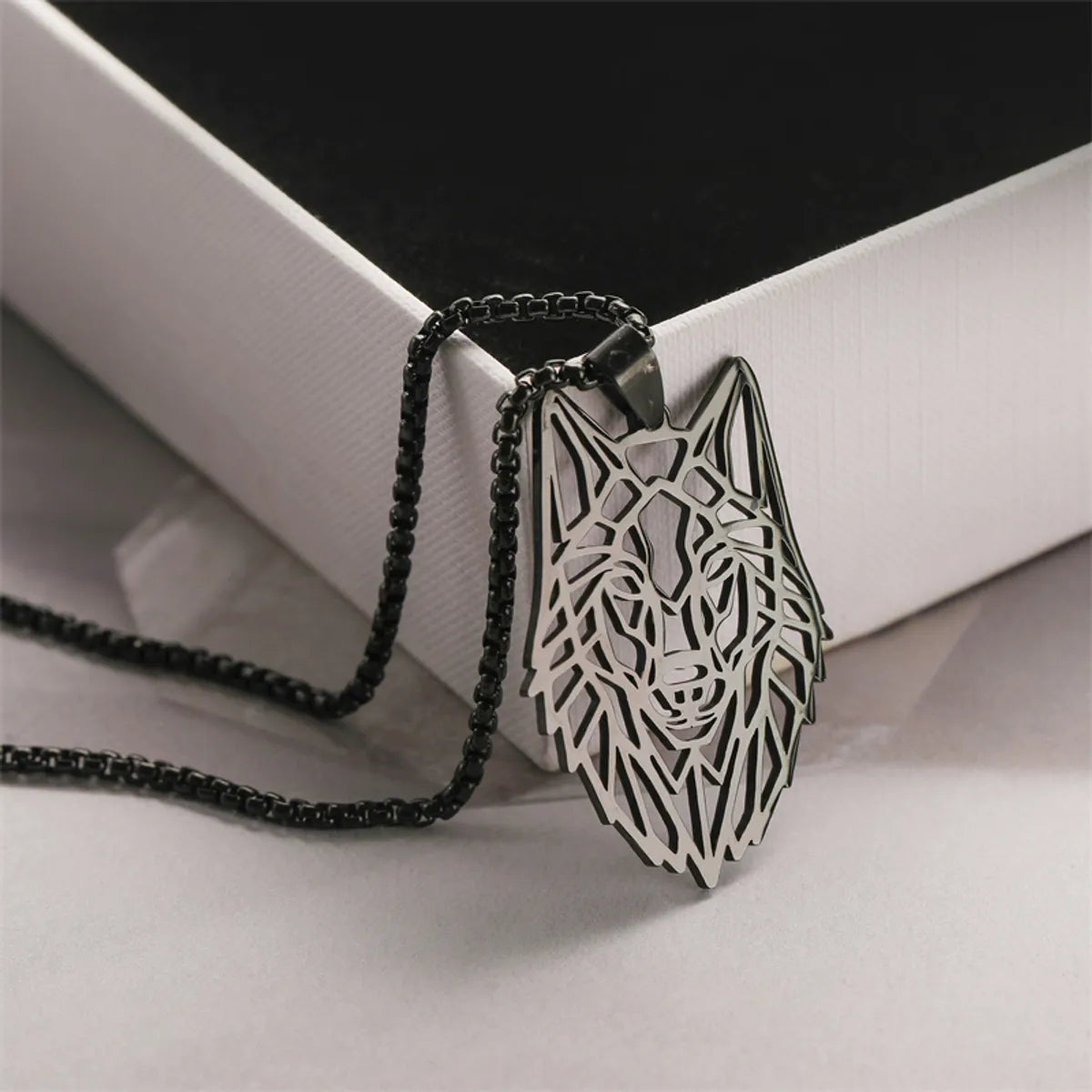 Punk Wolf Stainless Steel Plating Hollow Out Unisex Pendant Necklace