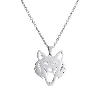 Punk Wolf Stainless Steel Plating Hollow Out Unisex Pendant Necklace