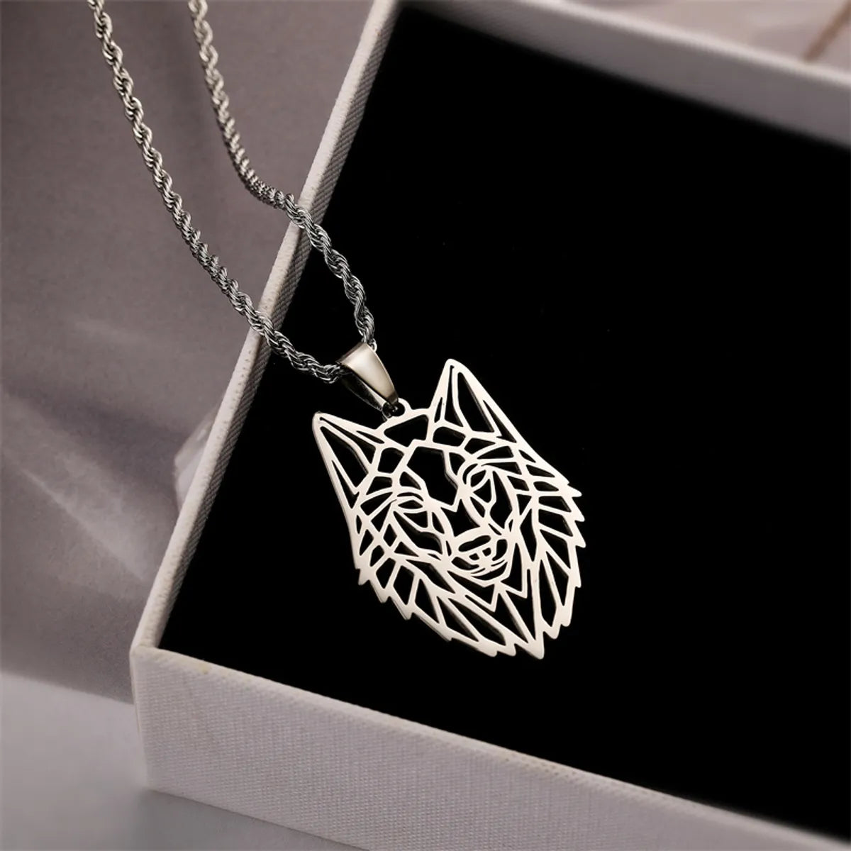 Punk Wolf Stainless Steel Plating Hollow Out Unisex Pendant Necklace