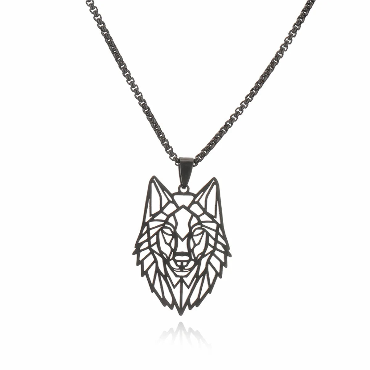 Punk Wolf Stainless Steel Plating Hollow Out Unisex Pendant Necklace