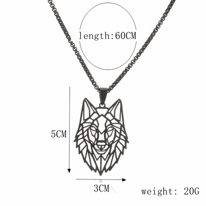 Punk Wolf Stainless Steel Plating Hollow Out Unisex Pendant Necklace