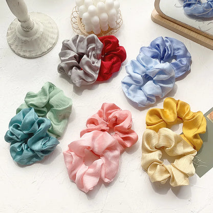 Pure Color Cute Girl Hair Scrunchies Chiffon Fabric Hair Scrunchies   Wholesale Nihaojewelry