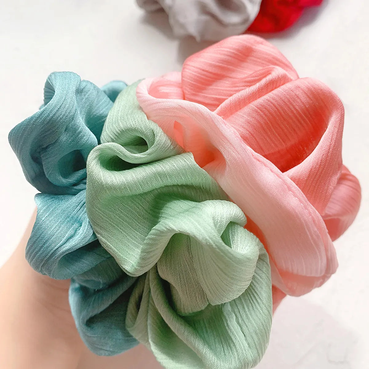 Pure Color Cute Girl Hair Scrunchies Chiffon Fabric Hair Scrunchies   Wholesale Nihaojewelry