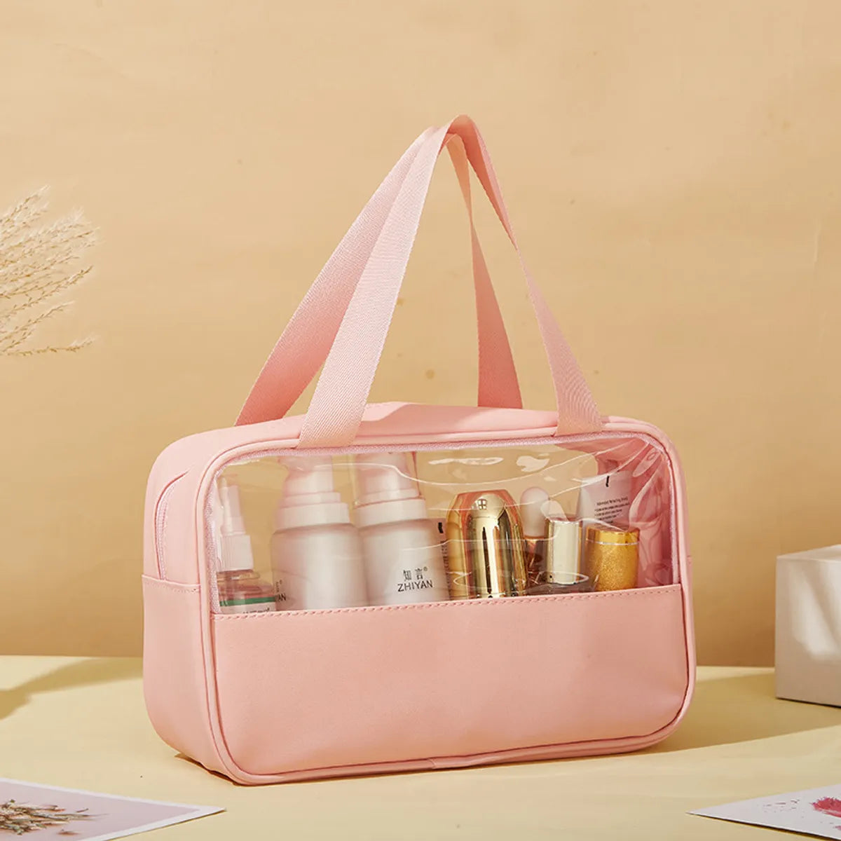 Simple  Style Pvc Pu Leather Solid Color Storage Bag