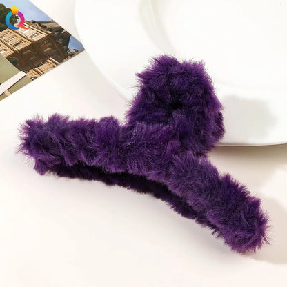 Qiyue  Plush Grip Large Hair Clip Hair Shark Clip Female Hair Grip Headdress Hair Accessories Wholesale