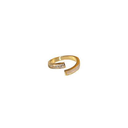 Real Gold Electroplating Korean Zircon Geometric Open Ring Wholesale