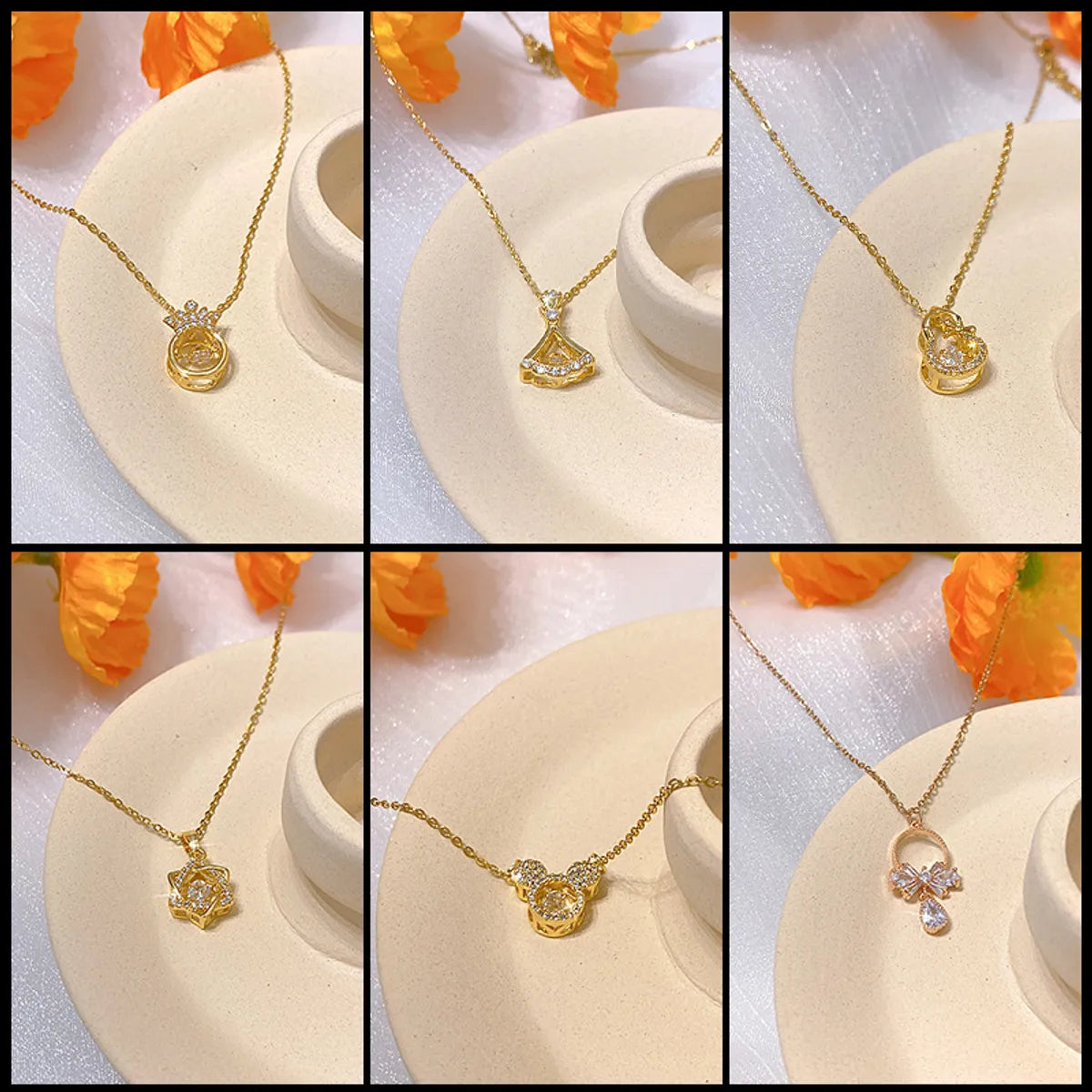 Real Gold Plating Exquisite Design Smart Titanium Steel Necklace Women's All-match High-grade Finely Inlaid Pendant Light Luxury Clavicle Chain