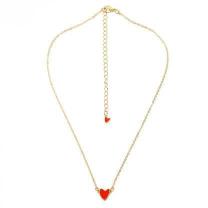 Red Love Drops Double Heart Heart Clavicle Chain Necklace Nhcu146624