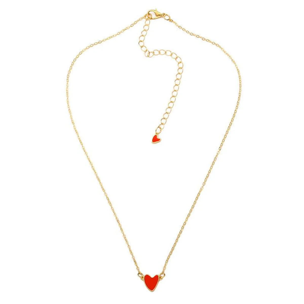 Red Love Drops Double Heart Heart Clavicle Chain Necklace Nhcu146624