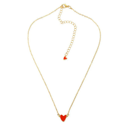 Red Love Drops Double Heart Heart Clavicle Chain Necklace Nhcu146624