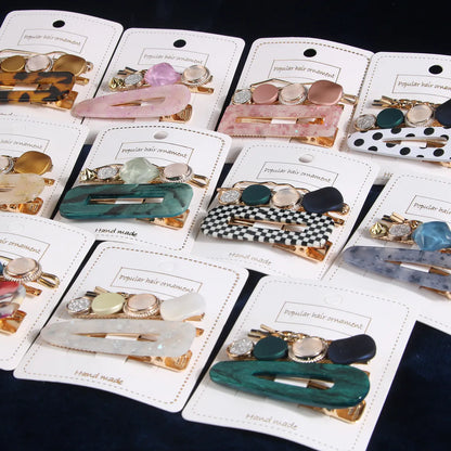 Resin And Acetic Acid Barrettes Hair Clip Set