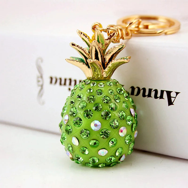 Resin Diamond-Studded Pine Alloy Keychain