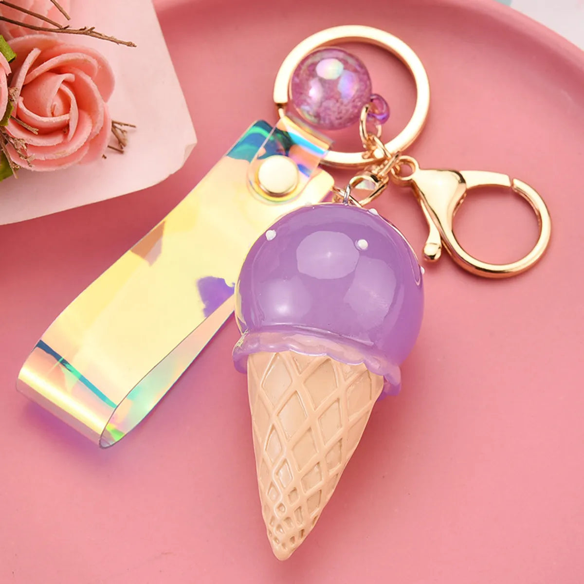 Resin Luminous Ice Cream Keychain Wholesale Nihaojewelry