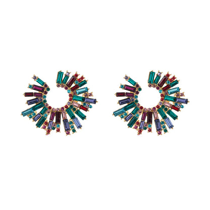 Retro Alloy Diamond Rhinestone Color Sunflower Earrings Wholesale Gooddiy