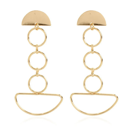 Retro Alloy Geometric Ring Long Earrings