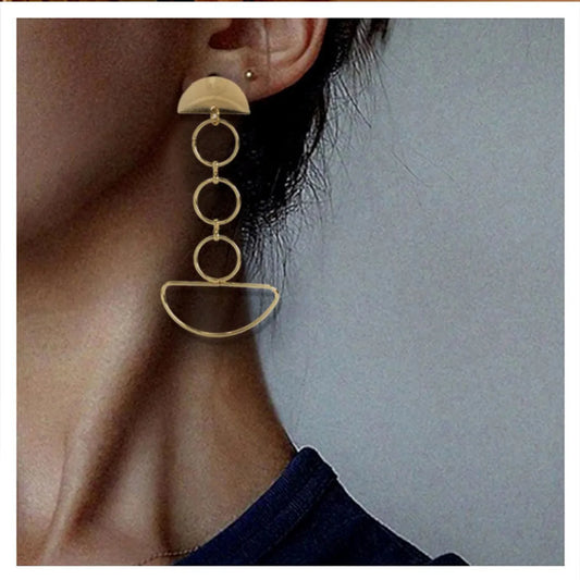 Retro Alloy Geometric Ring Long Earrings