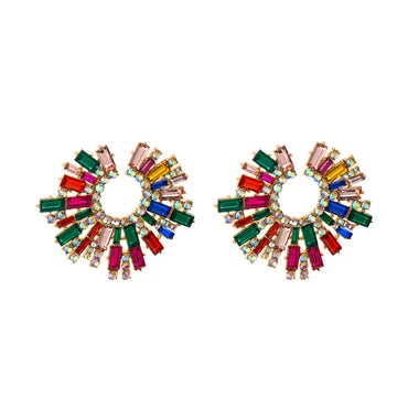 Retro Alloy Inlaid Color Rhinestone Sunflower Earrings Wholesale Nihaojewelry