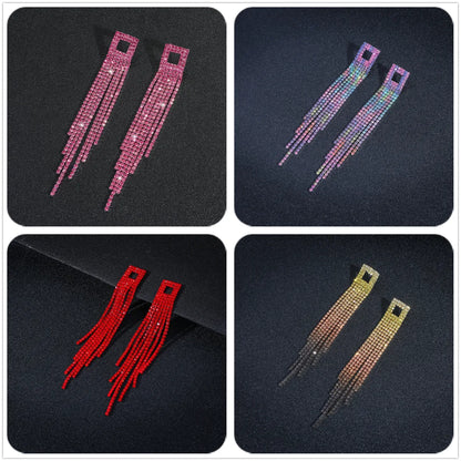 Retro Tassel Alloy Rhinestone Rhinestones Earrings