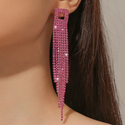 Retro Tassel Alloy Rhinestone Rhinestones Earrings