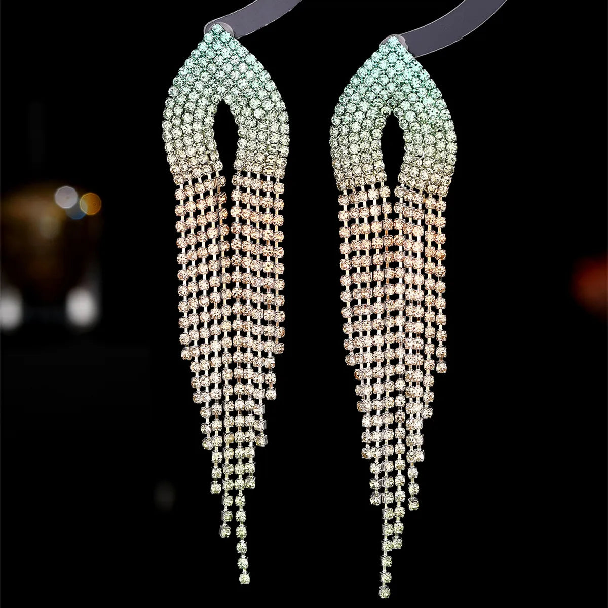 Retro Alloy Rhinestone Tassel Earrings Daily Unset Drop Earrings