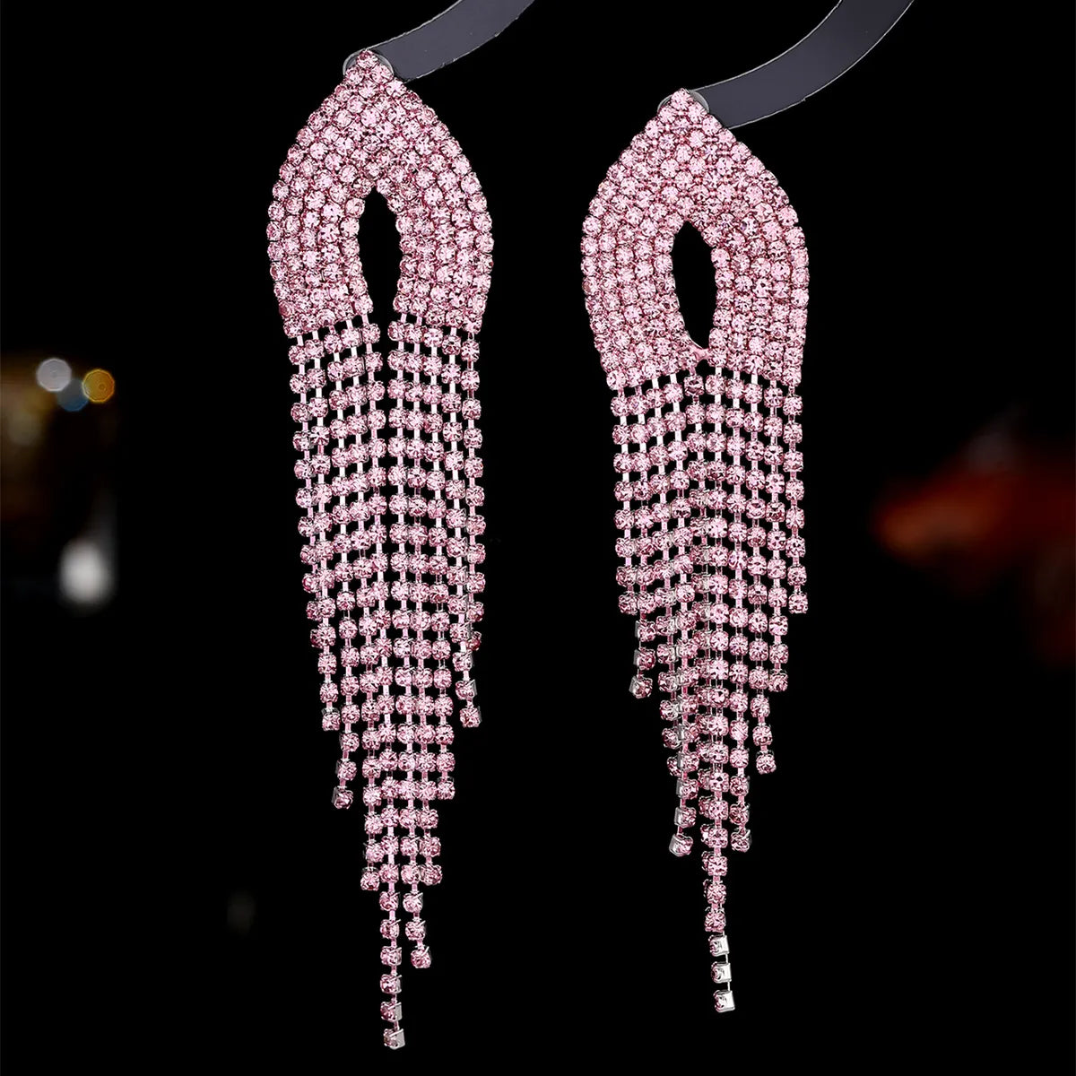 Retro Alloy Rhinestone Tassel Earrings Daily Unset Drop Earrings