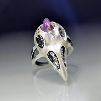 Retro Amethyst Bird Skeleton Skull Ring Wholesale