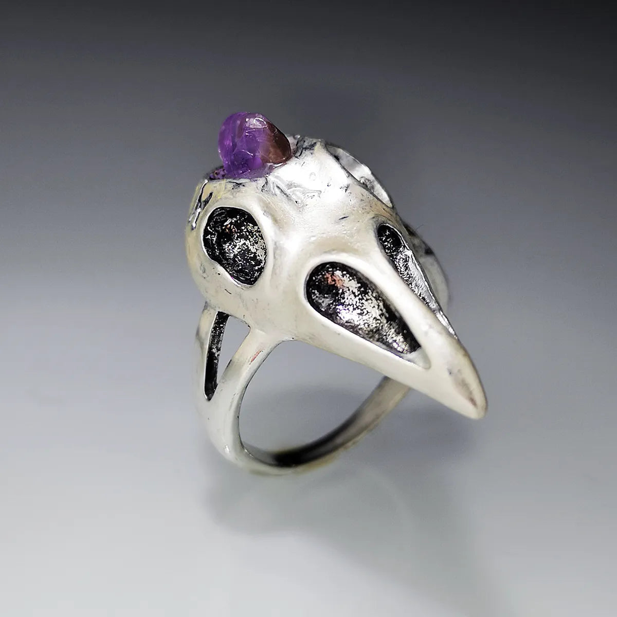 Retro Amethyst Bird Skeleton Skull Ring Wholesale