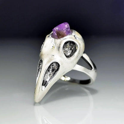 Retro Amethyst Bird Skeleton Skull Ring Wholesale