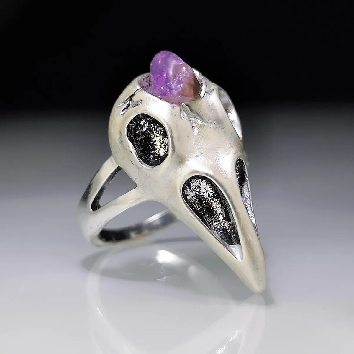 Retro Amethyst Bird Skeleton Skull Ring Wholesale