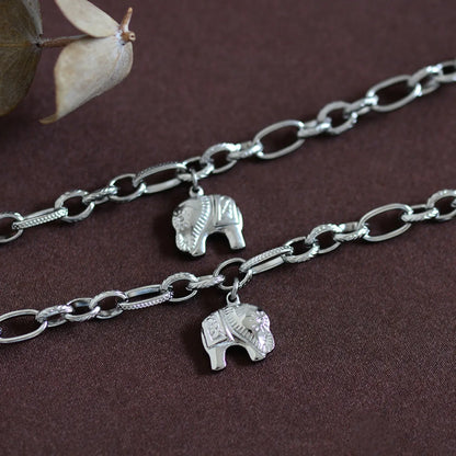 Retro Animal Elephant Titanium Steel Plating Bracelets