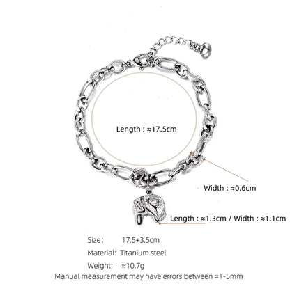 Retro Animal Elephant Titanium Steel Plating Bracelets